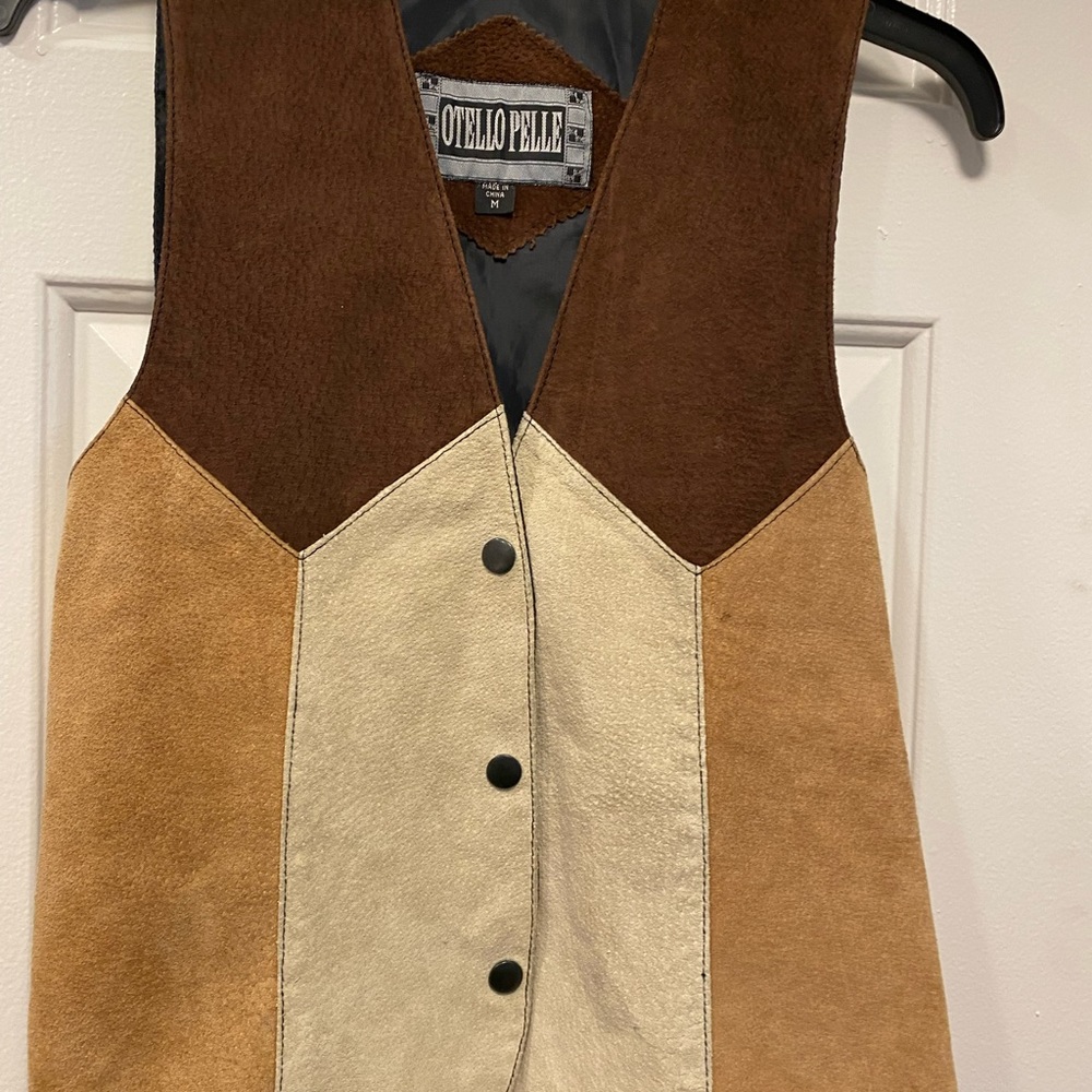 Otello Pelle Vest Women's Brown Tan Leathers Vest Size Medium